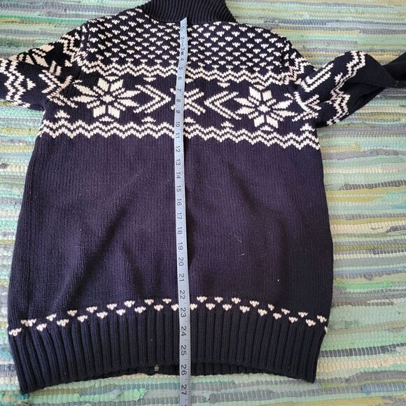 Vintage Express  Nordic Zip Sweater | Blue & White Snowflake Knit | Size Medium - Picture 13 of 15